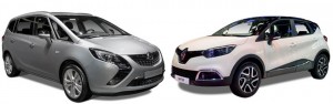 Opel Zafira and Renault Captur's registrations jumped 208% and 117% respectively over February 2015.